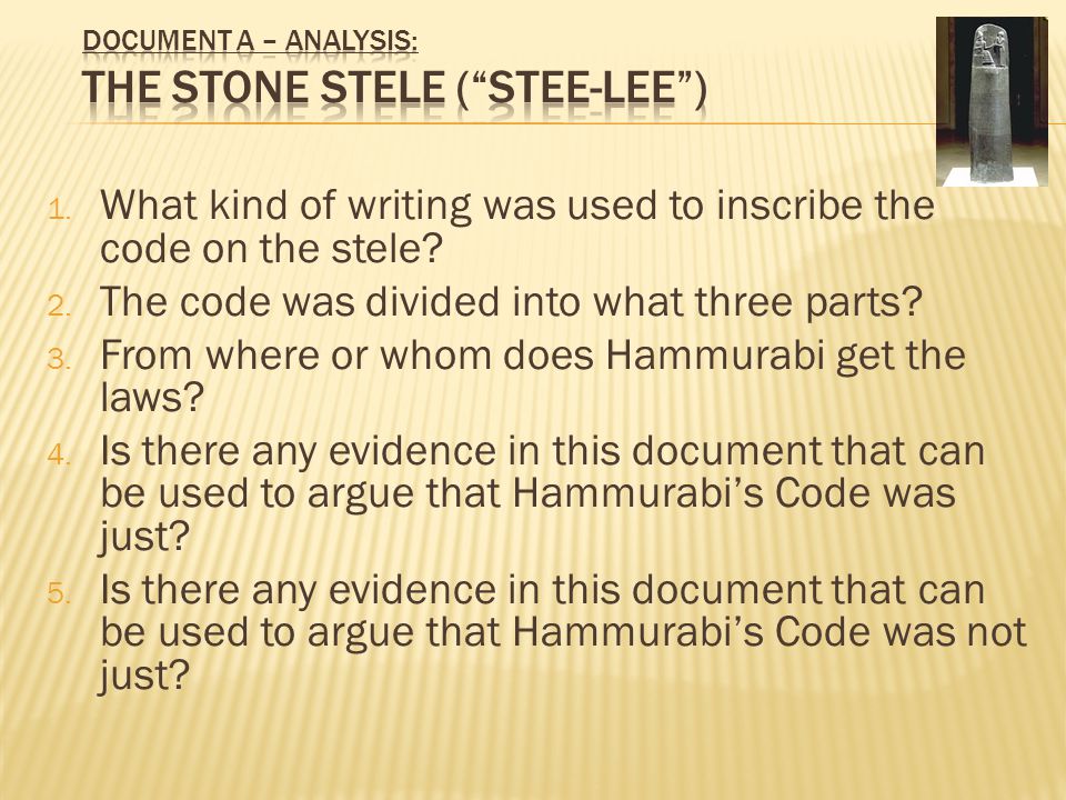 Hammurabi code prologue analysis